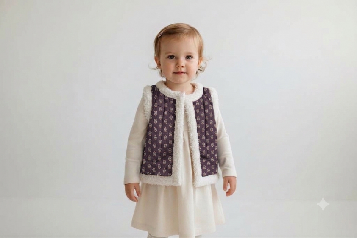 Jaipur Bloom Reversible Printed Sherpa Vest (Print #1)