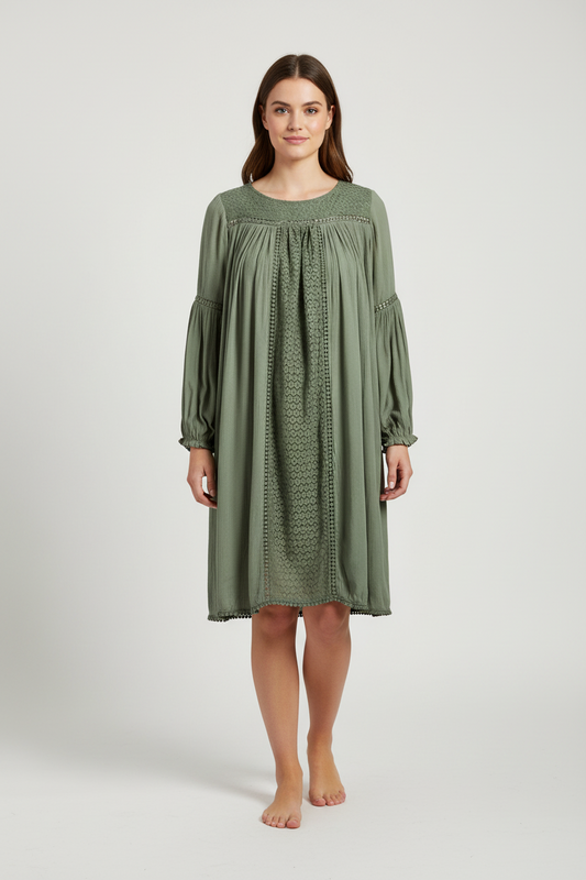 Sage Net Detail Dress - Yo Baby Online