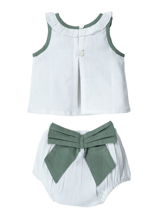 Top And Bow Bloomer Set : SAGE : Infant : Baby Girl : New Born
