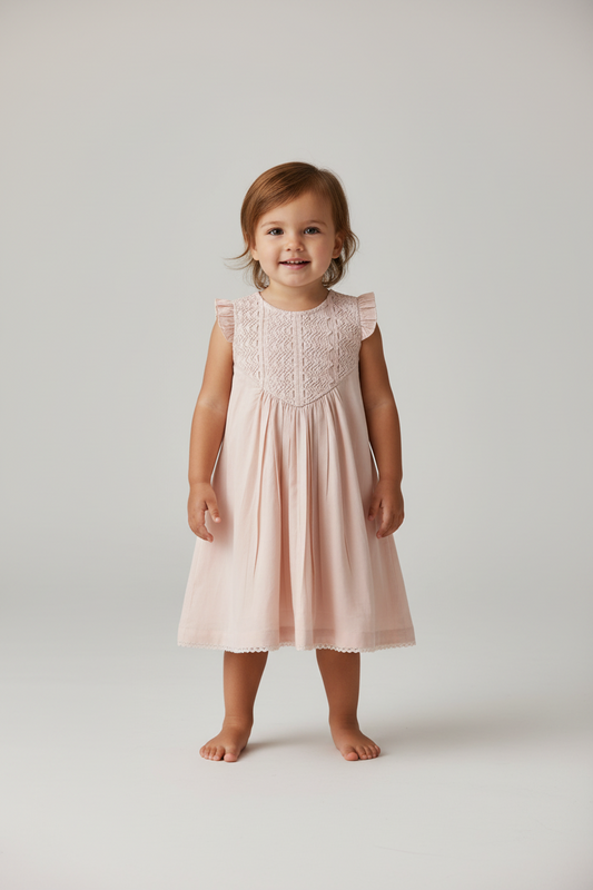 Blush Flutter Sleeves Dress