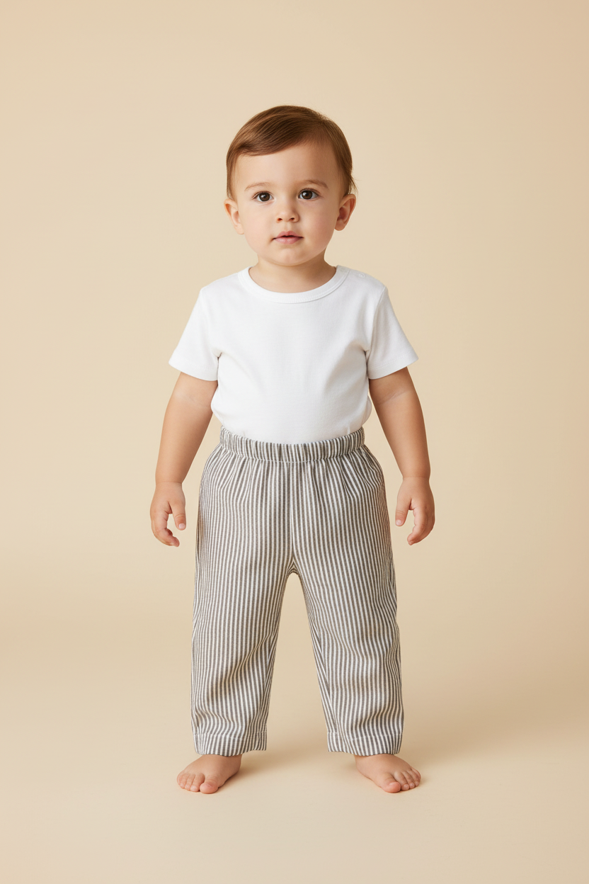Unisex Brown Stripes Print Pant — Cotton Kids Pants | 0-13 Years