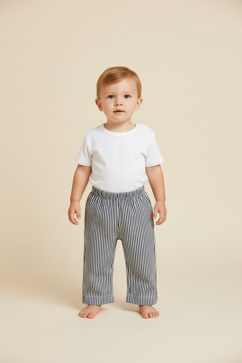 Unisex Navy Stripes Print Pant — Cotton Kids Pants | 0-13 Years