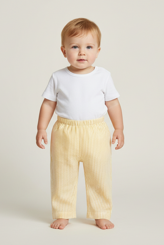 Unisex Yellow Stripes Print Pant