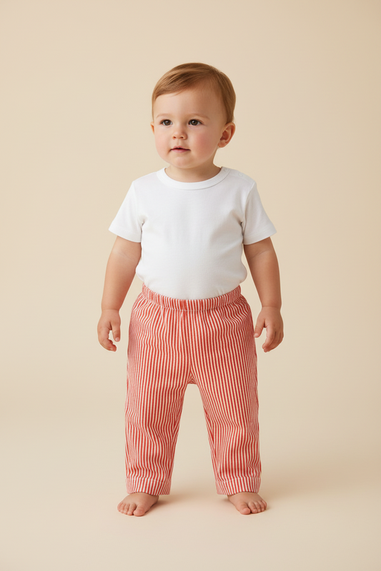 Unisex Red Stripes Print Pant