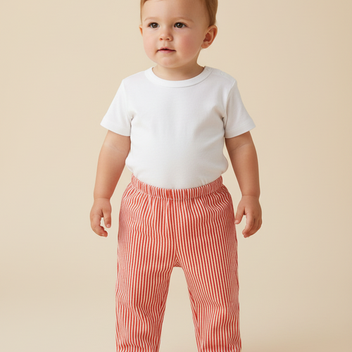 Unisex Red Stripes Print Pant