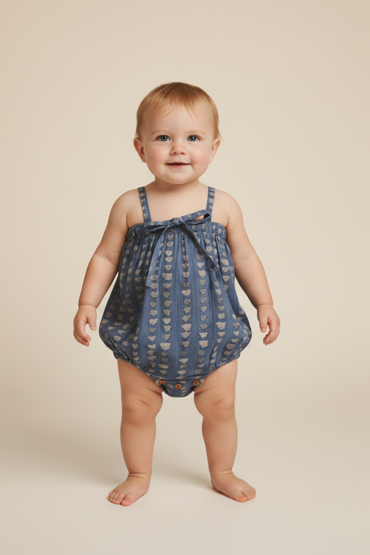 Printed Baby Bubble Romper — Cotton Baby Girl Romper | 0-24 Months
