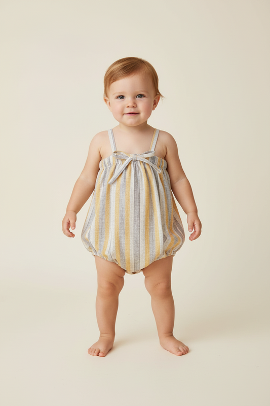 Printed Baby Bubble Romper with Collar — Cotton Baby Girl Romper | 0-24 Months