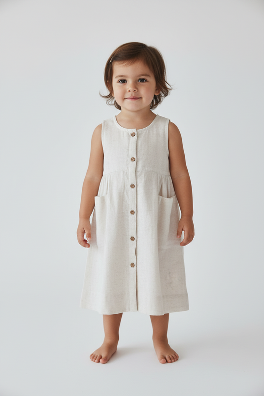 Ecru Shift Dress With Pocket Detail