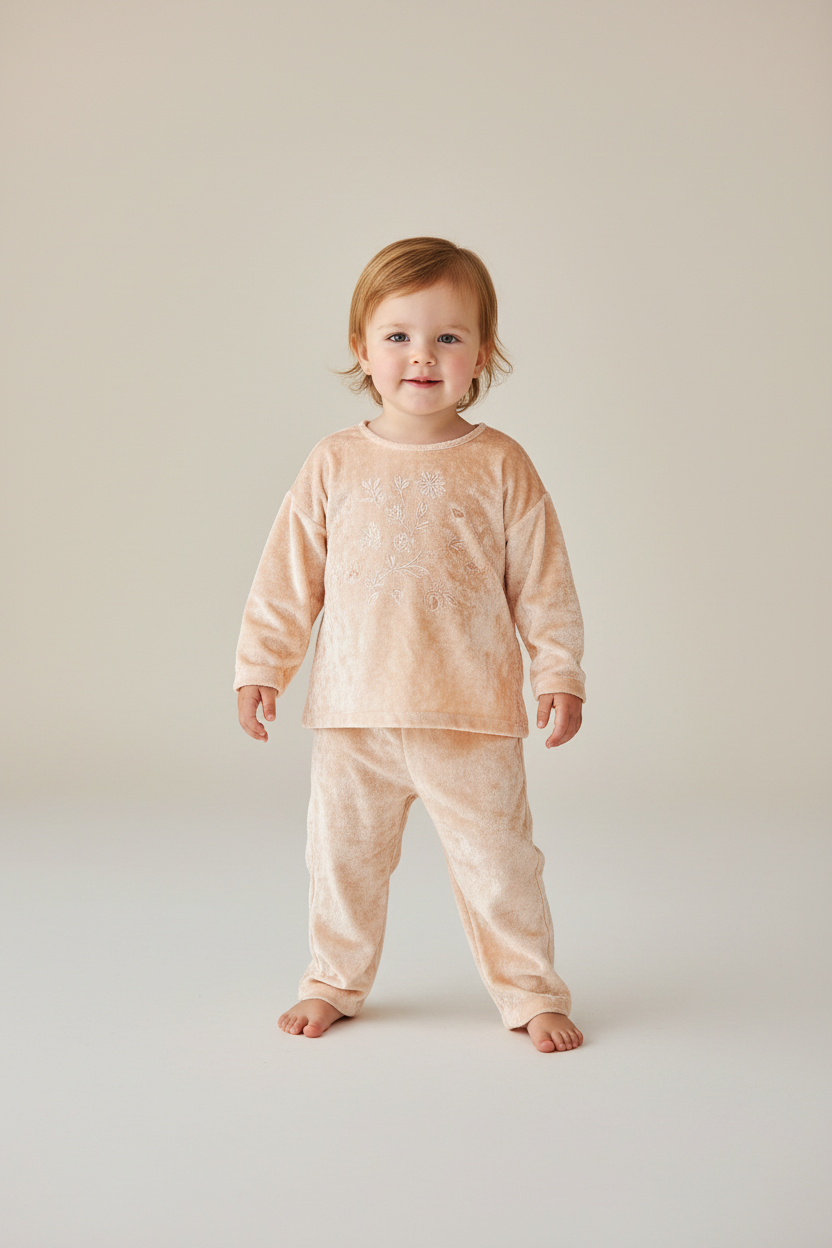 Viscose Velvet Blush Top and Pant Set — Festive Girls Co-Ord | 0-13 Years