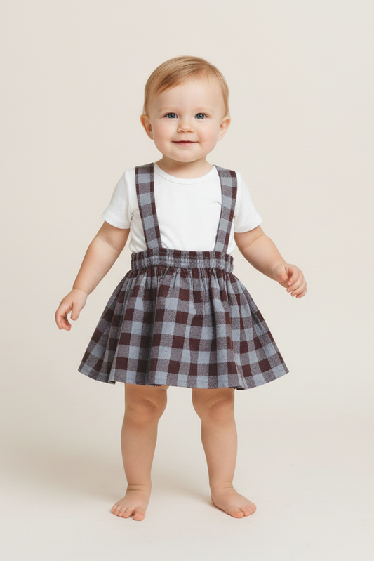 Burgundy Checkered Print Diaper Overall — Baby Bloomer Overall | 0-18 Months