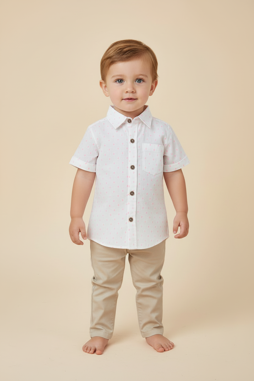 Neon Pink Cotton Dobby Boys Shirt — Cotton Boys Shirt | 0-13 Years