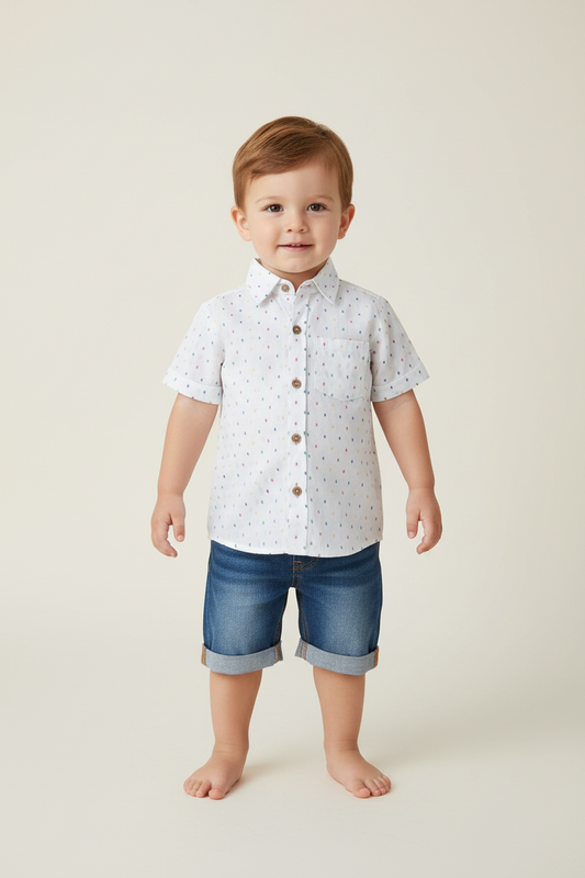 Multi Color Cotton Dobby Boys Shirt