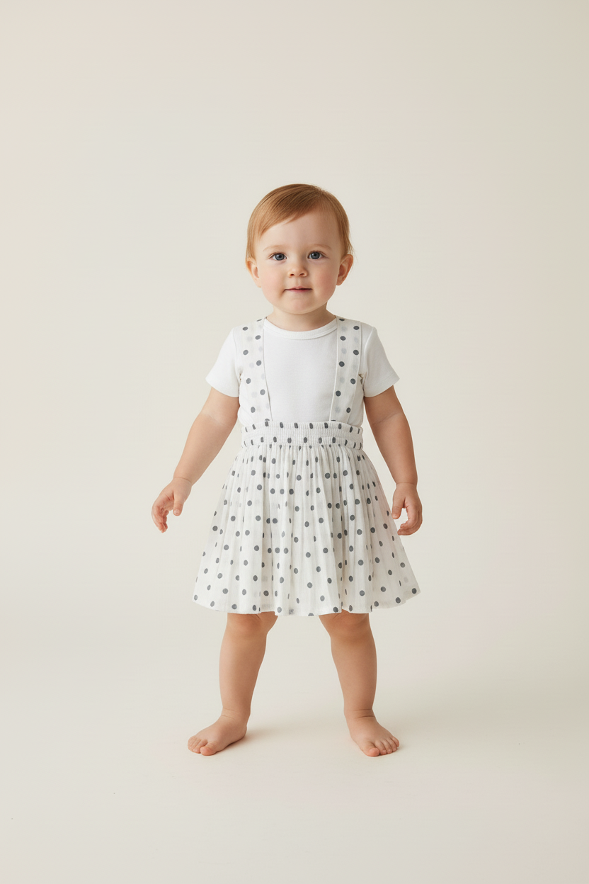 Blue Polka Dot Print Skort