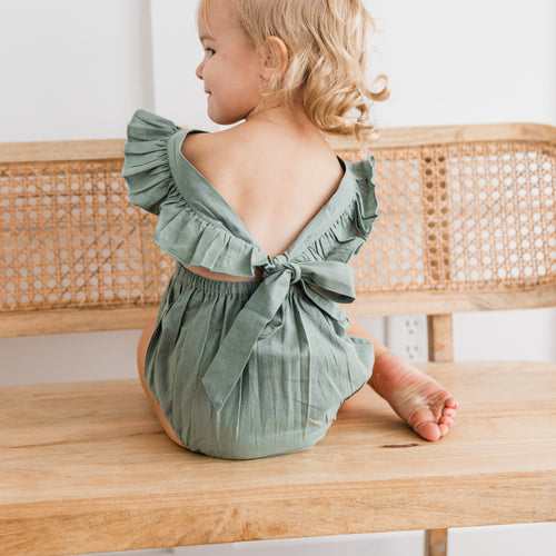 Sage Green Ruffled Racer Back Romper
