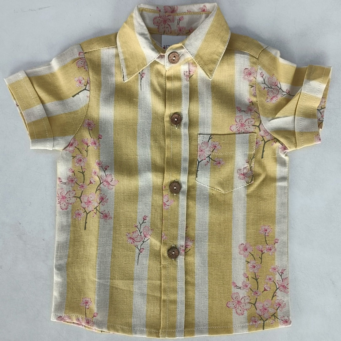 Pink and Yellow Floral Print Boys Shirt Cotton Boys Shirt | 0-13 Years Pink and Yellow Floral Print Boys Shirt Cotton Boys Shirt | 0-13 Years