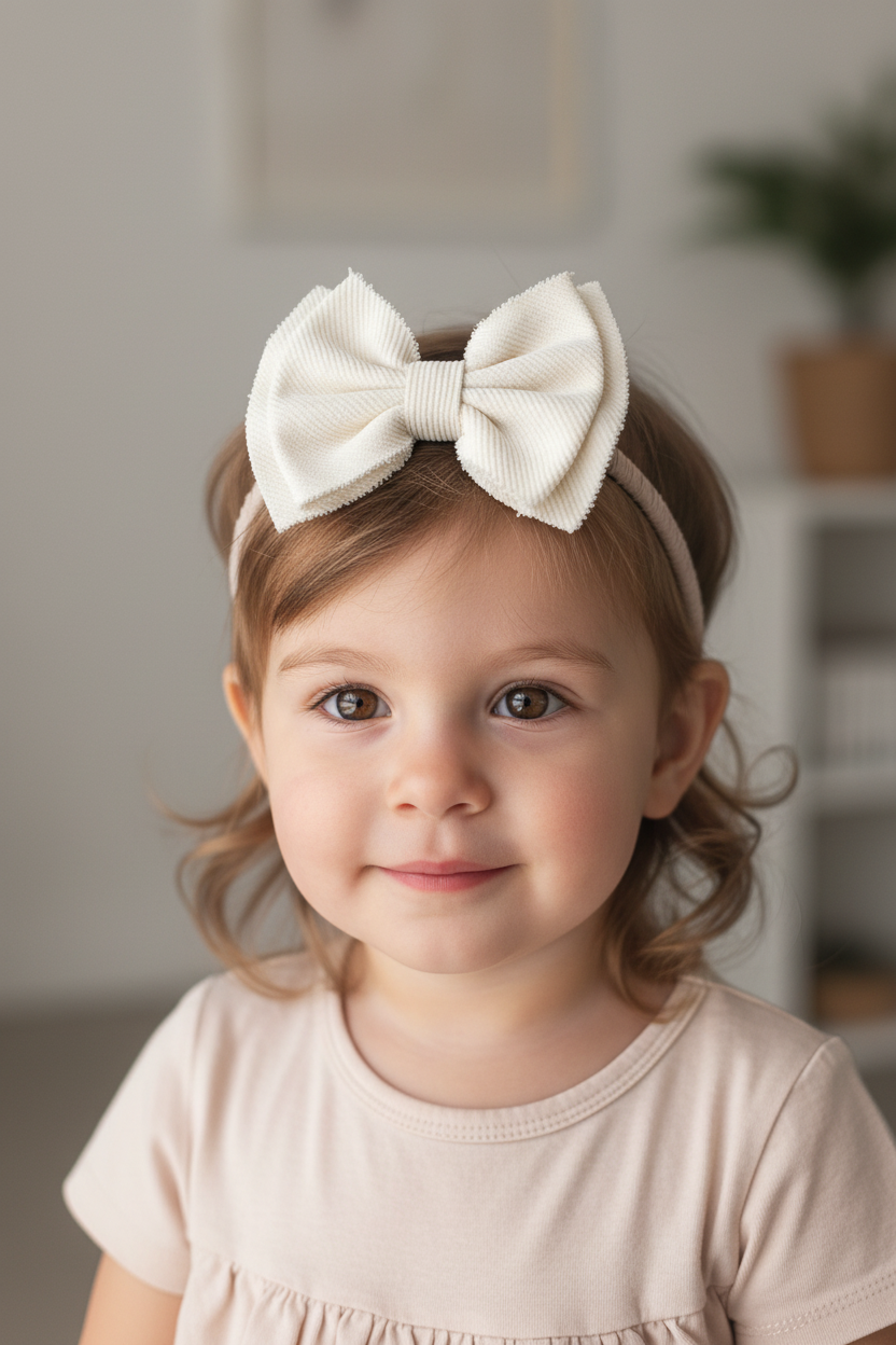 Corduroy Solid Color Small Bow Head Band Set 4Pcs