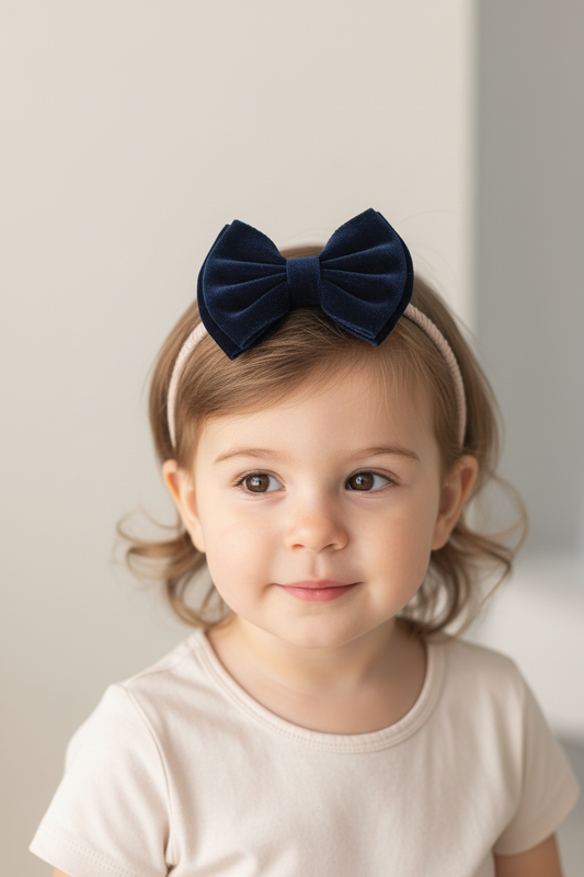 Micro Velvet Small Bow Head Band Set - 4Pcs