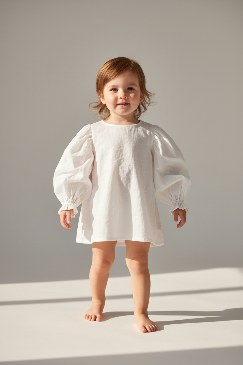 Solid White Color Puff Sleeves Top