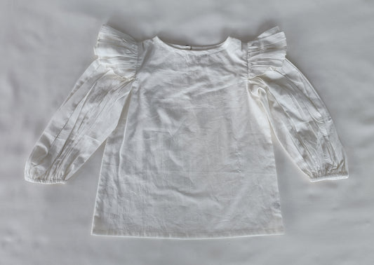 Solid White Color Long Sleeves Ruffled Top