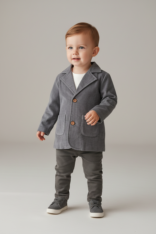 Grey Corduroy Blazer & Waistcoat Set - Unisex