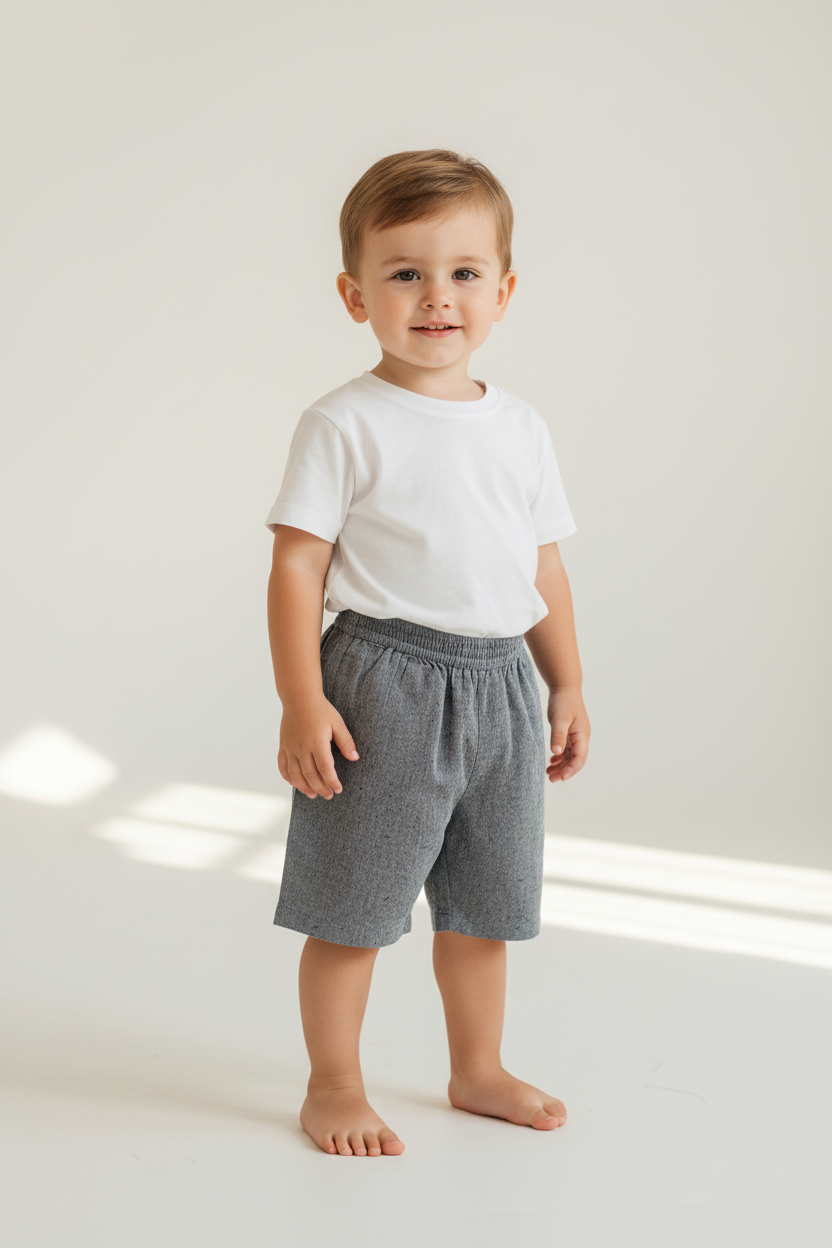 Black Chambray Boys Shorts