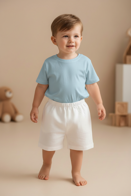 Solid White Boys Shorts