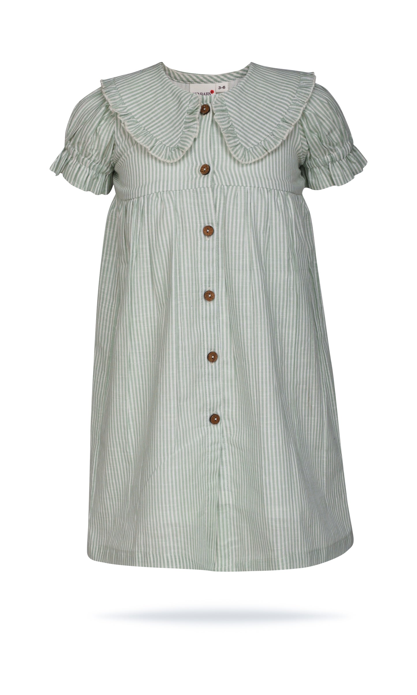 Sage Striped Color Peter Pan Collar Dress