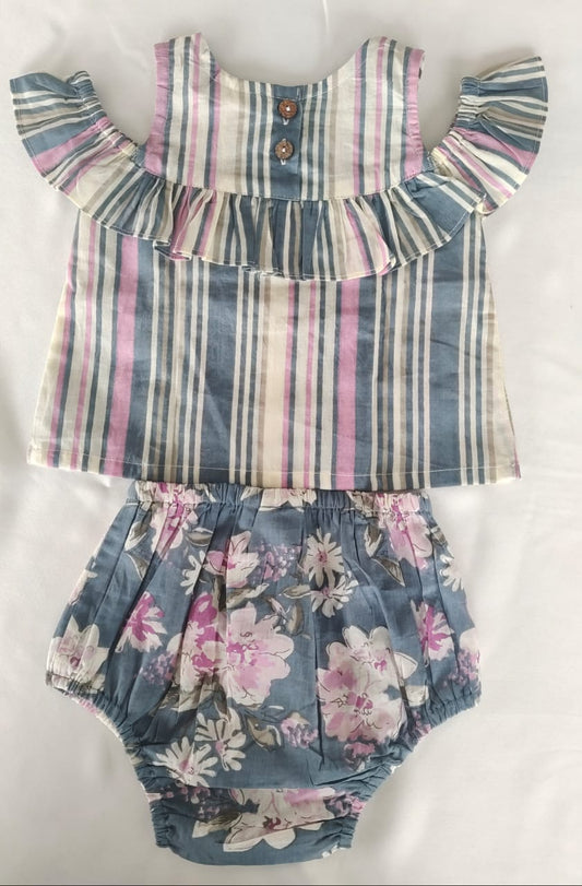 Cold Shoulder Top Set : GREY : Infant : Toddler : Tween