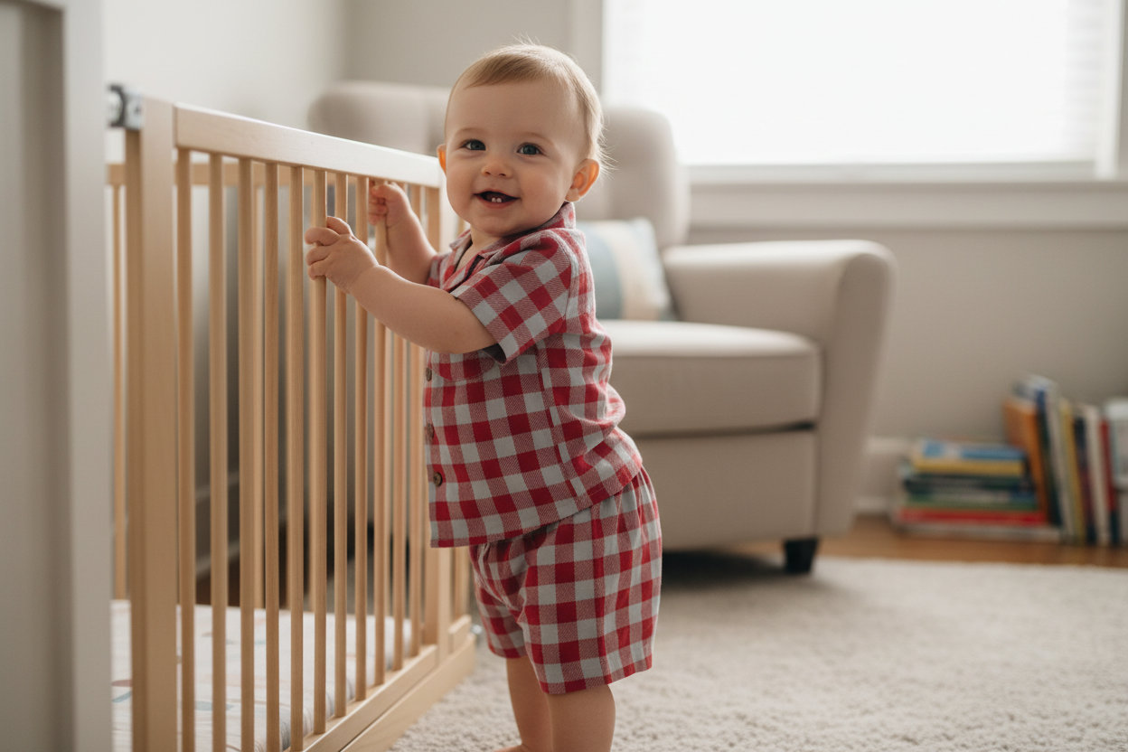 Unisex Red Checks Cotton Shirt & Shorts Set