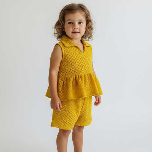 Beach Set Mustard — Cotton Girls Co-Ord | Infant to Tween 0-13 Years
