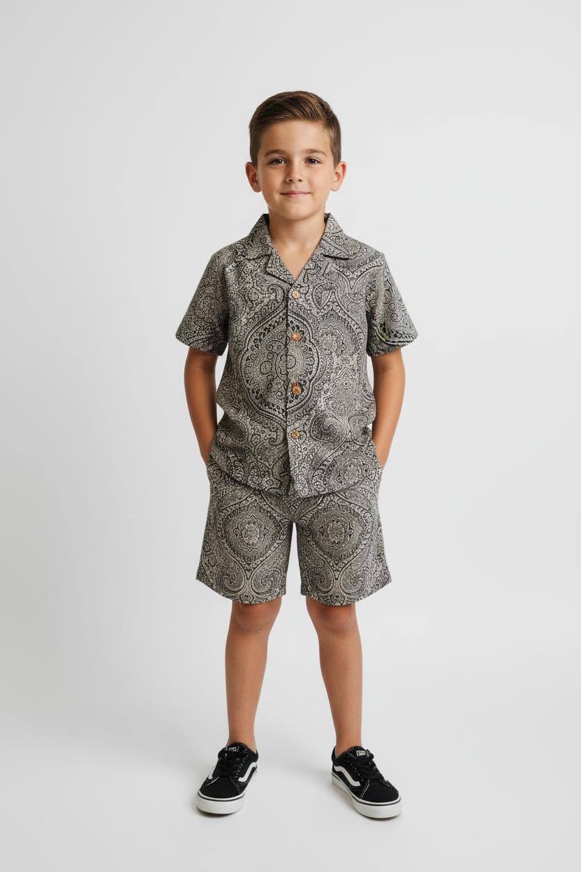 Samir Co-Ord Set Black — Cotton Boys Co-Ord | Infant to Tween 0-13 Years