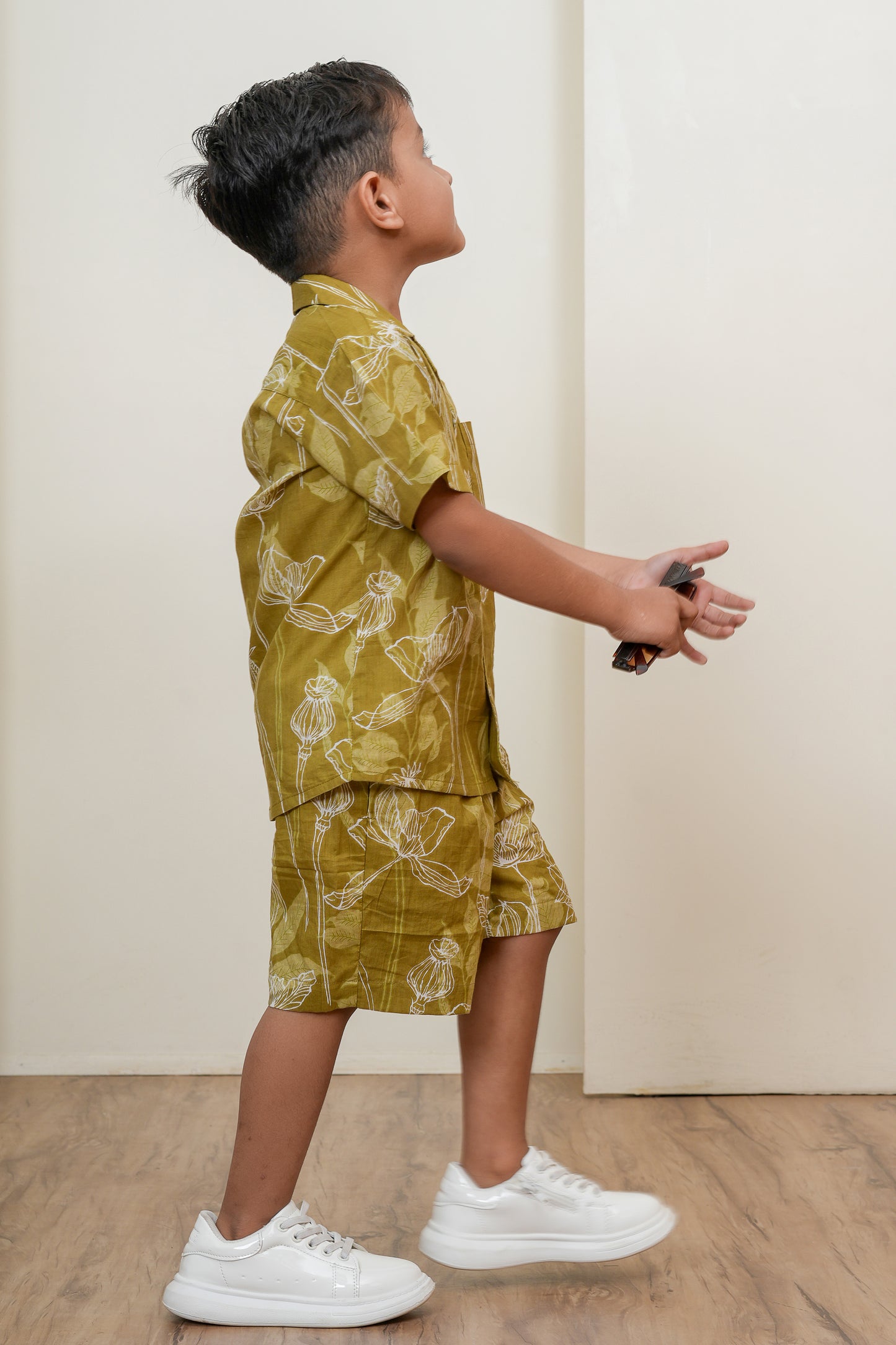 Short and Shirt Gender Neutral Set Green — Cotton Kids Co-Ord | Infant to Tween