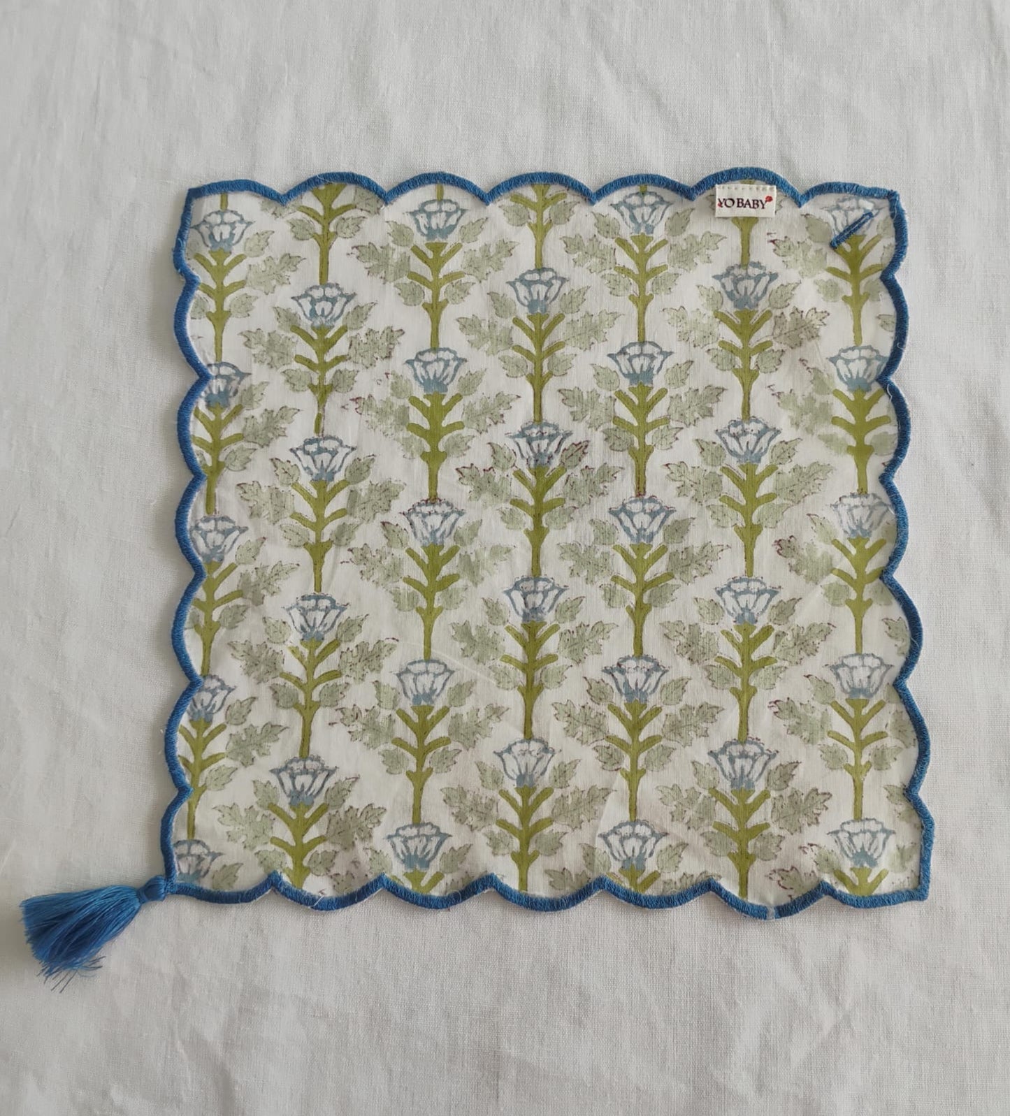 Handkerchief Blue Floral Print — Cotton Handkerchief | One Size