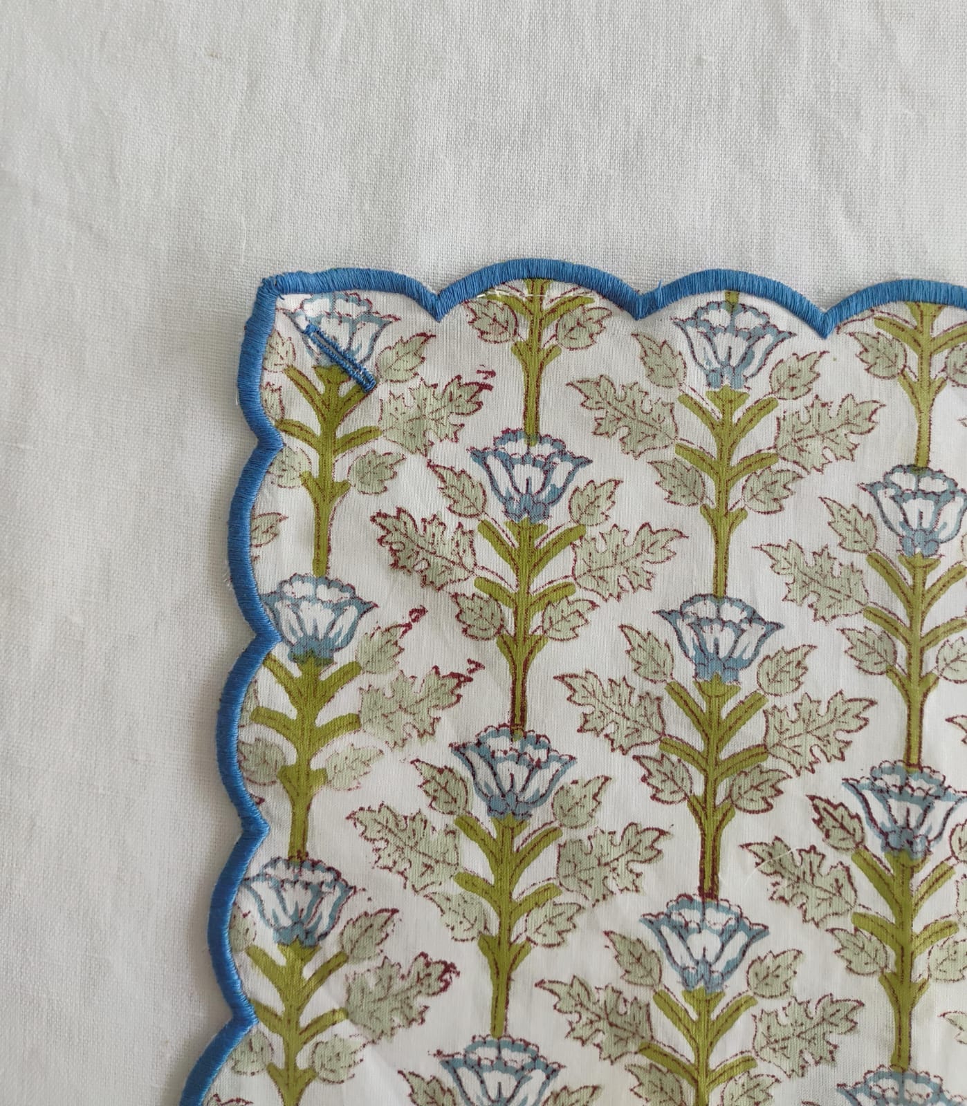 Handkerchief Blue Floral Print — Cotton Handkerchief | One Size
