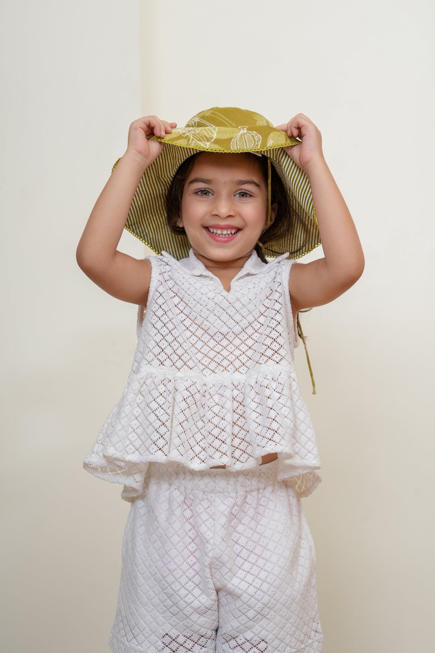 Peplum Top with Shorts Set White — Cotton Girls Co-Ord | Infant to Tween 0-13 Years