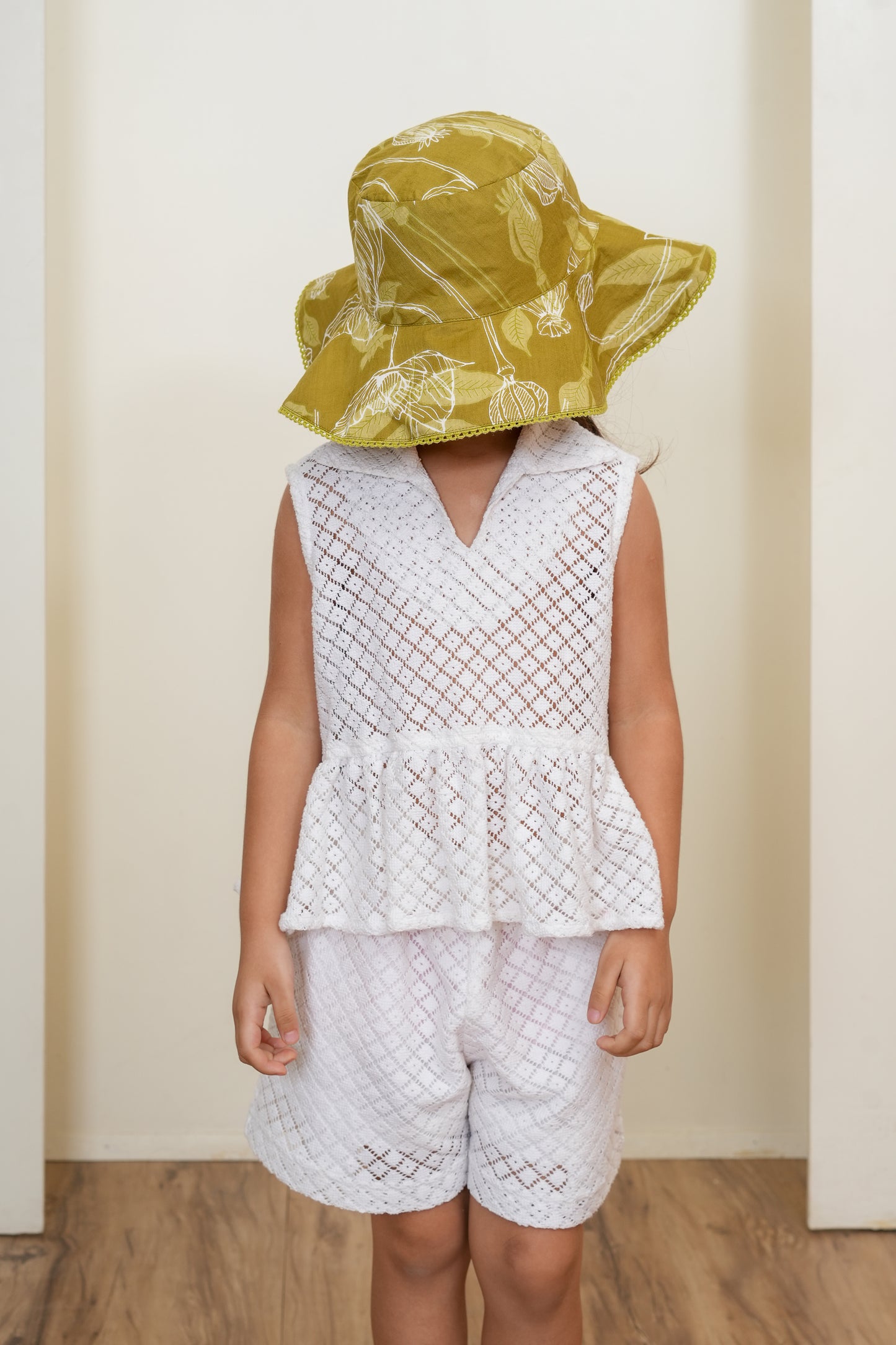 Peplum Top with Shorts Set White — Cotton Girls Co-Ord | Infant to Tween 0-13 Years