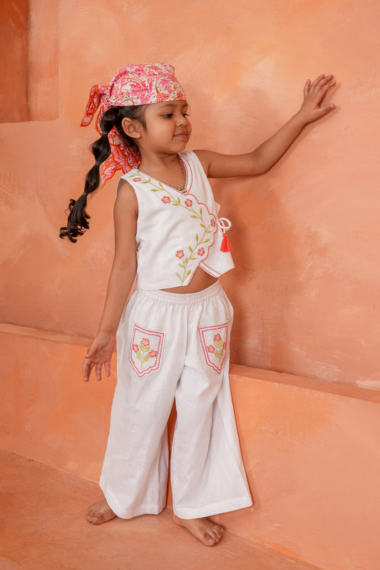 Jaipur Vest and Pants Set White — Cotton Kids Co-Ord | Infant to Tween 0-13 Years
