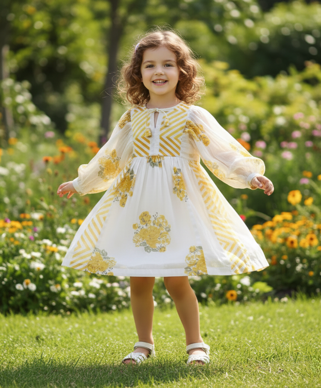 Rose Ann Dress : Yellow : Infant : Toddler : Tween - Yo Baby Online