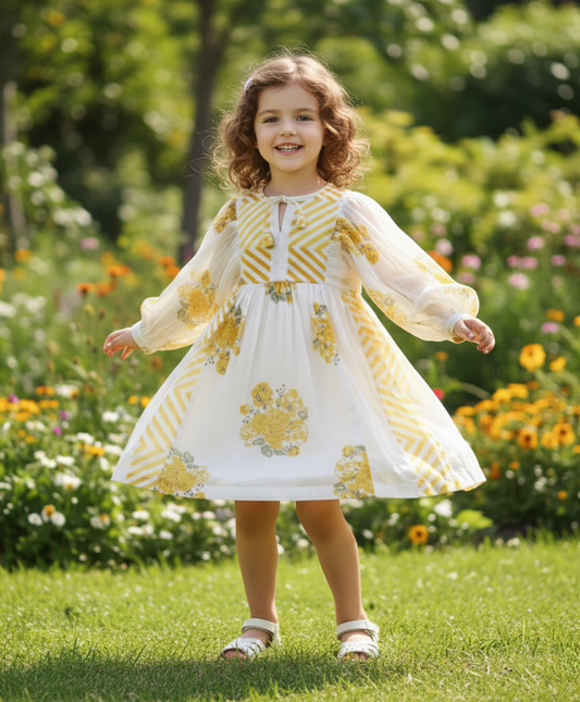 Rose Ann Dress : Yellow : Infant : Toddler : Tween - Yo Baby Online