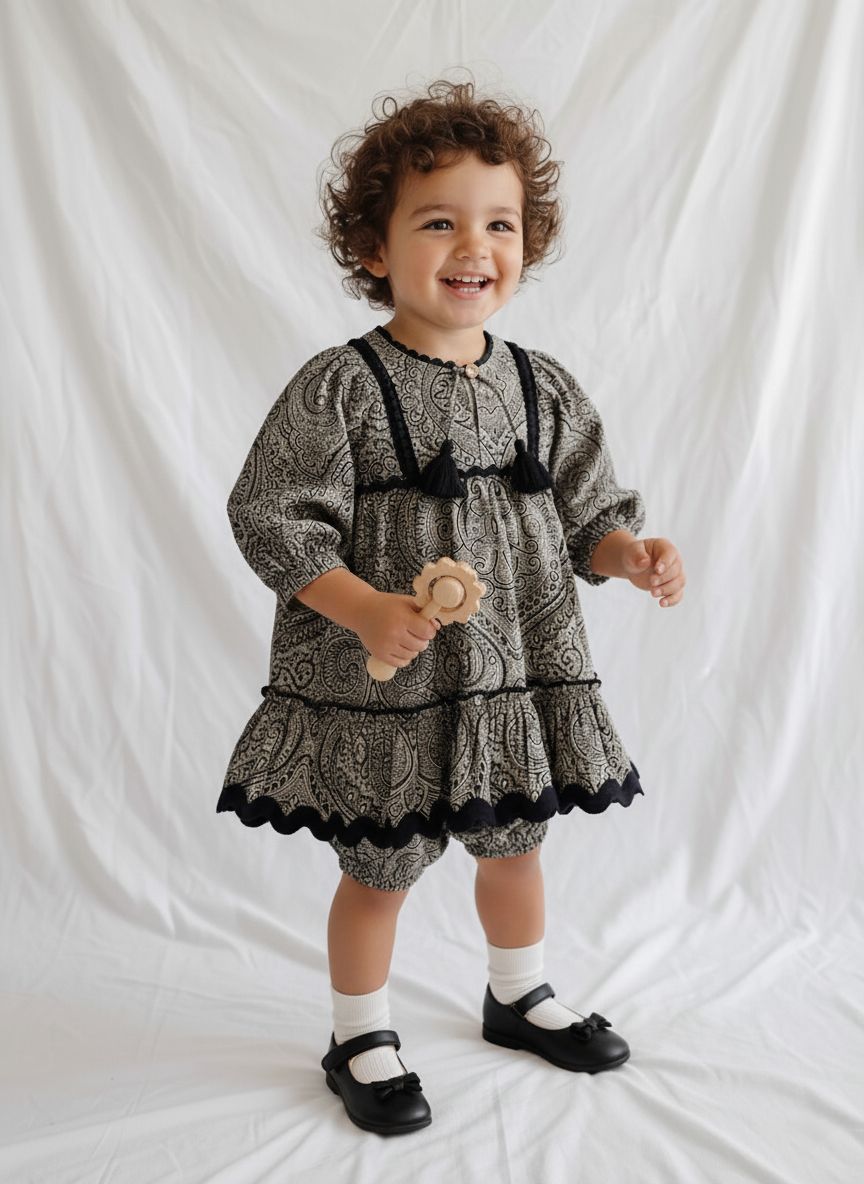 Mary Ankle Length Dress Black — Cotton Girls and Women Dress | 0-13 Years and Women