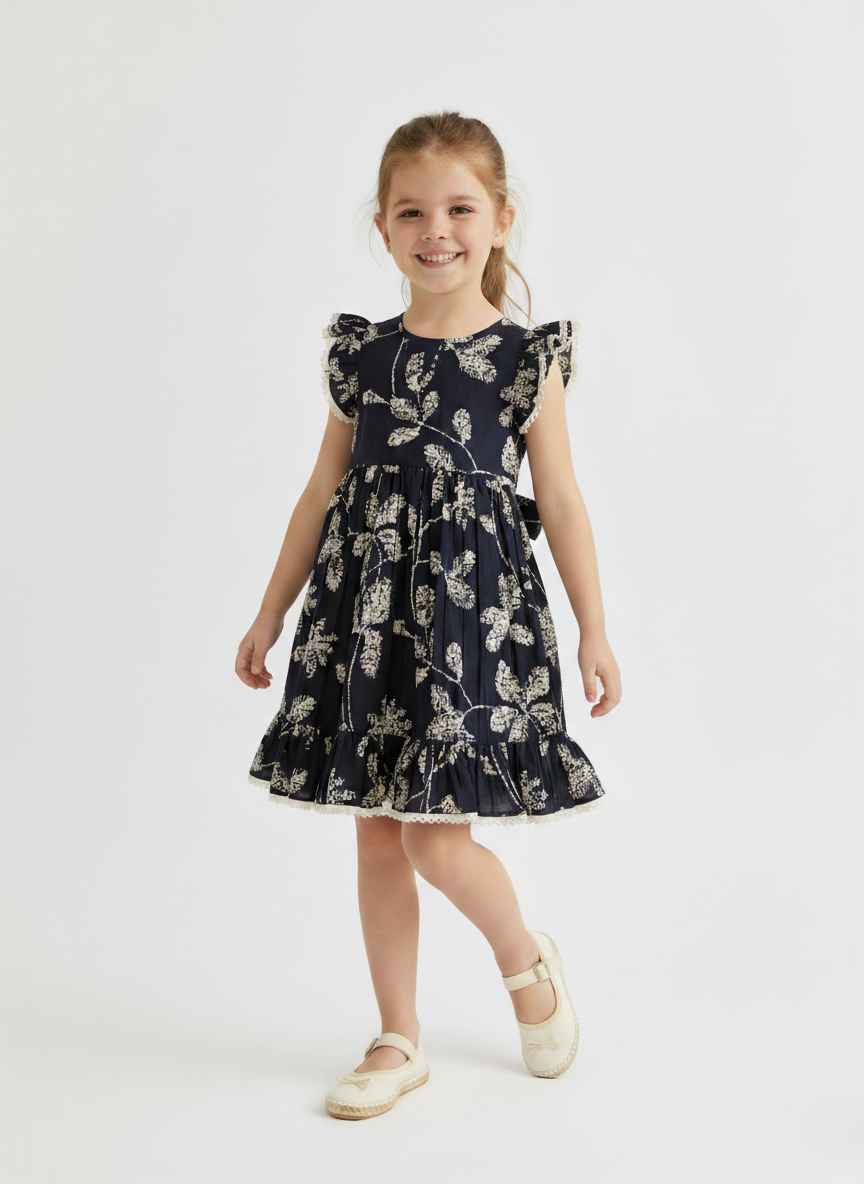 Shama Dress Black — Cotton Girls Dress | Infant to Tween 0-13 Years