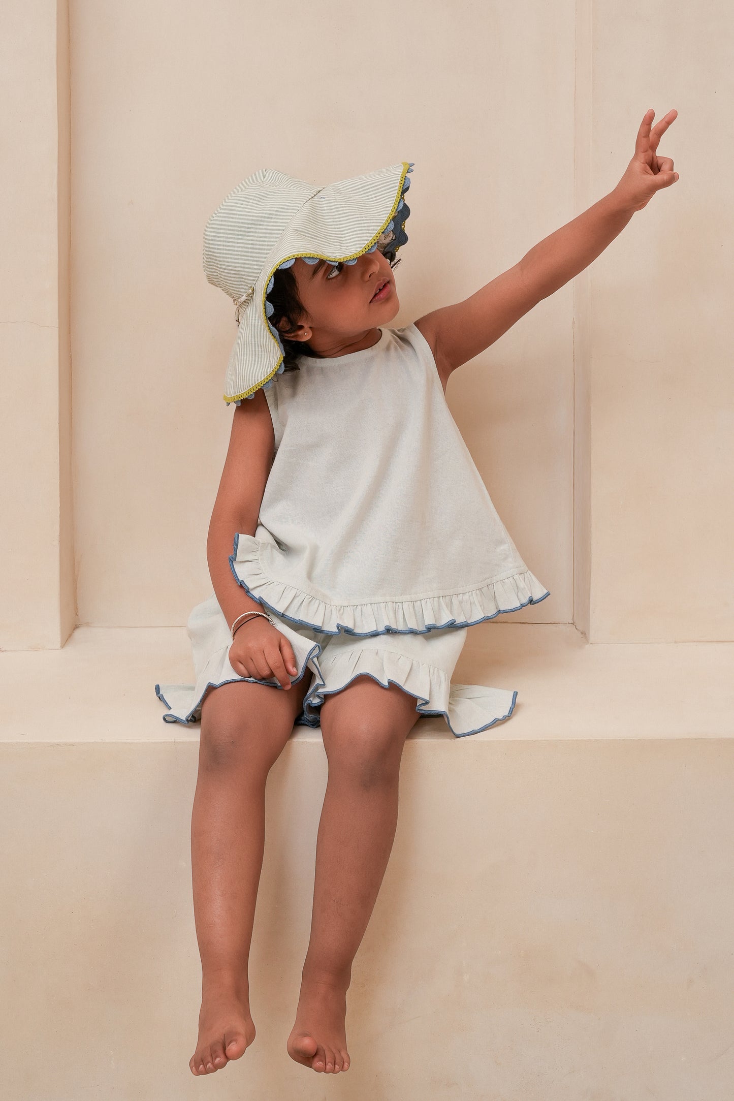Shorts and Top Set Pastel Blue — Cotton Girls Co-Ord | Infant to Tween 0-13 Years