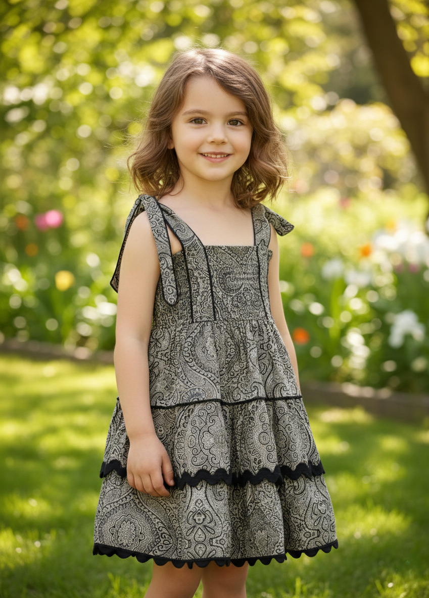Amaira Dress Black — Cotton Girls and Women Dress | Infant to Tween and Womens