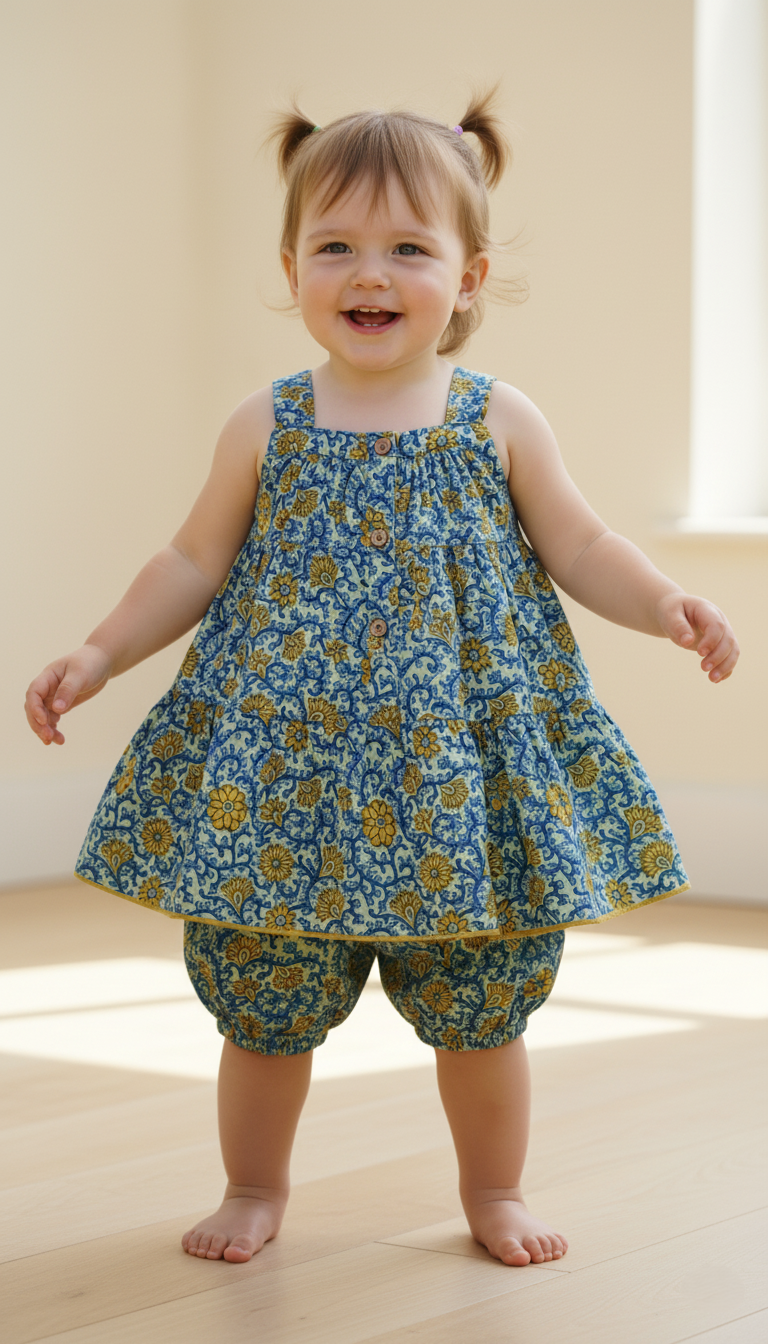 Inara Dress Teal — Cotton Girls Dress | Infant to Tween 0-13 Years