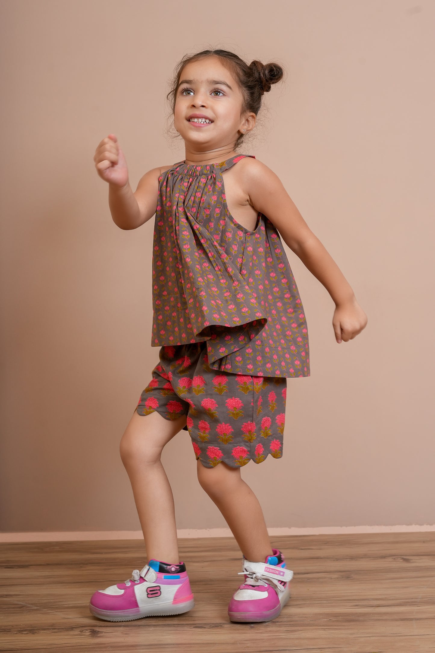 Halter Top and Shorts Set Earthy Brown — Cotton Girls Co-Ord | Infant to Tween 0-13 Years