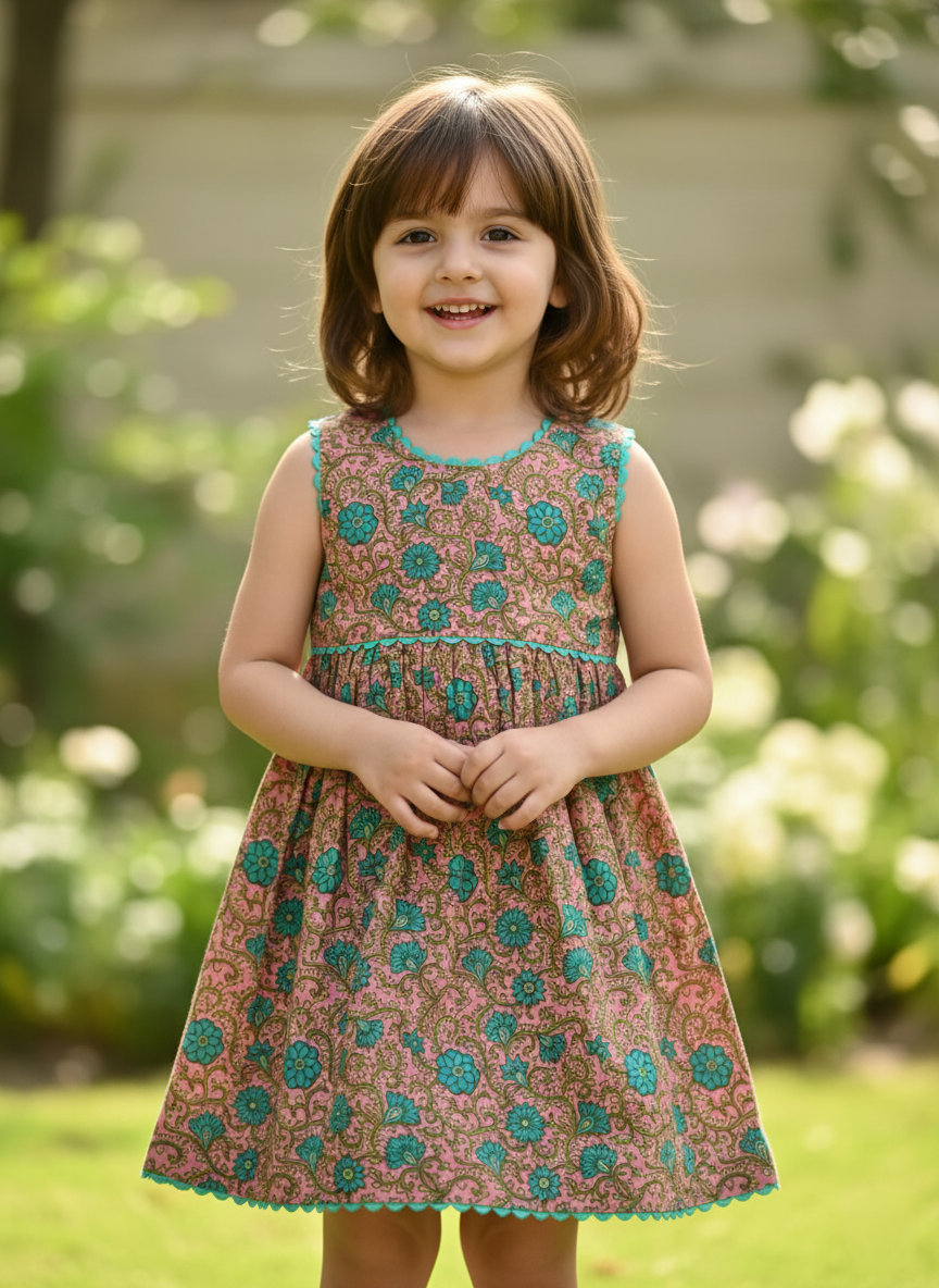 Sara Dress Pastel Pink — Cotton Girls Dress | Infant to Tween 0-13 Years