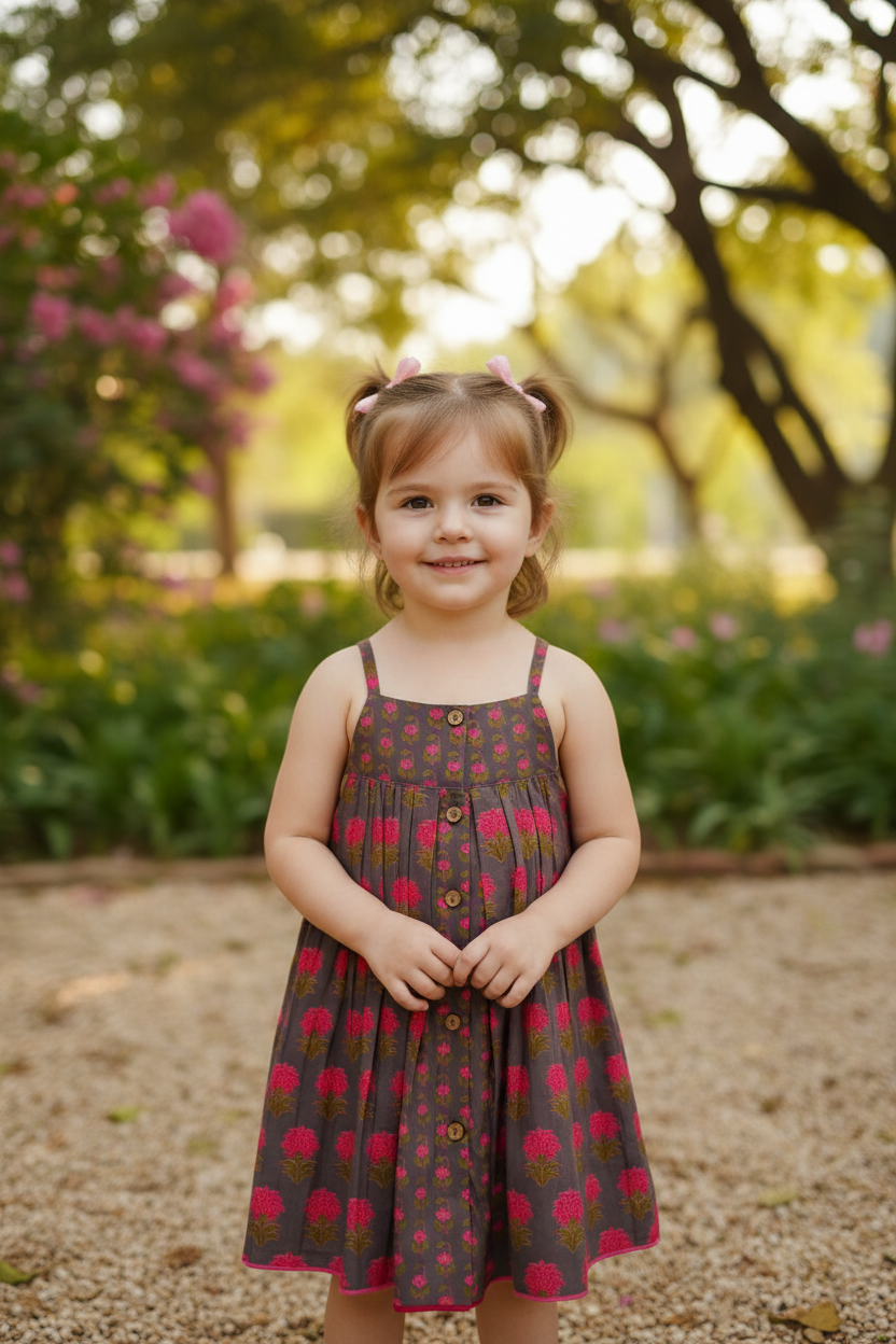 Layola Layered Swing Dress Earthy Brown — Cotton Girls Dress | Infant to Tween 0-13 Years