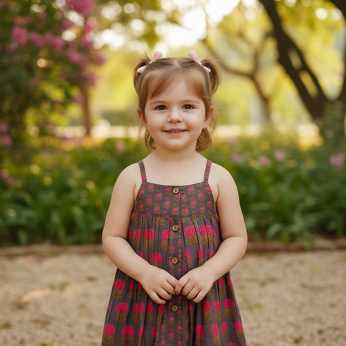 Layola Layered Swing Dress  : EARTHY BROWN : Infant : Toddler : Tween