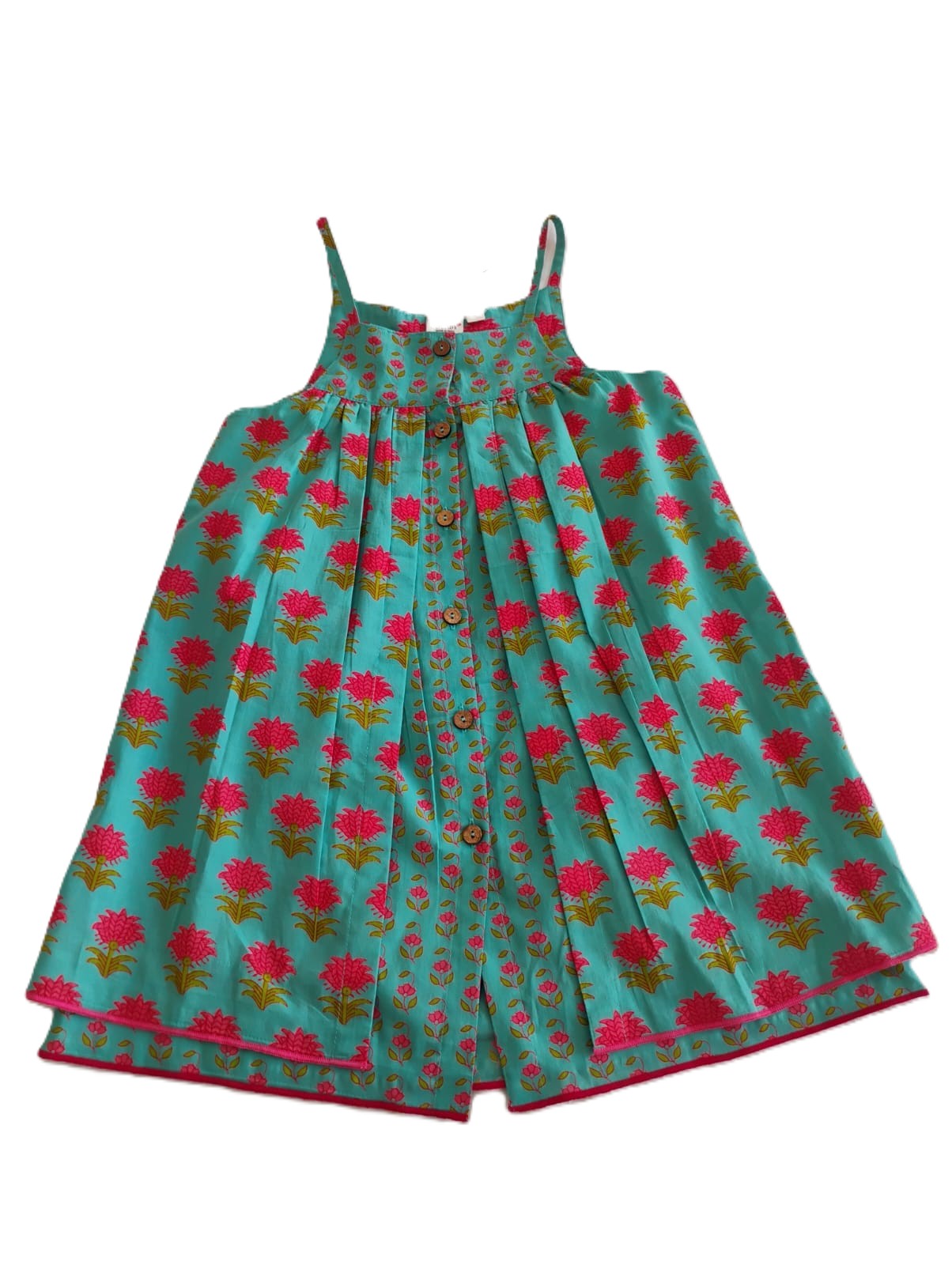 Layola Layered Swing Dress Teal — Cotton Girls Dress | Infant to Tween 0-13 Years