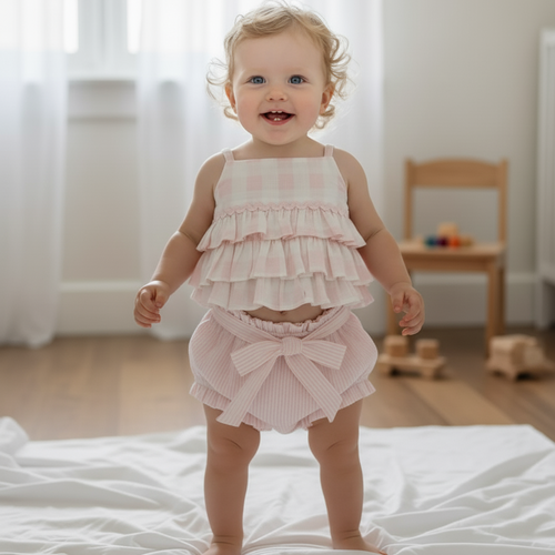 Ariana Top and Pant Set Pastel Pink — Cotton Girls Co-Ord | Infant to Tween 0-13 Years